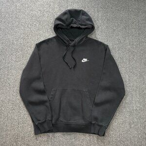 Nike Hoodie Mens M Black Pullover Classic Logo Drawstring Kangaroo Pocket